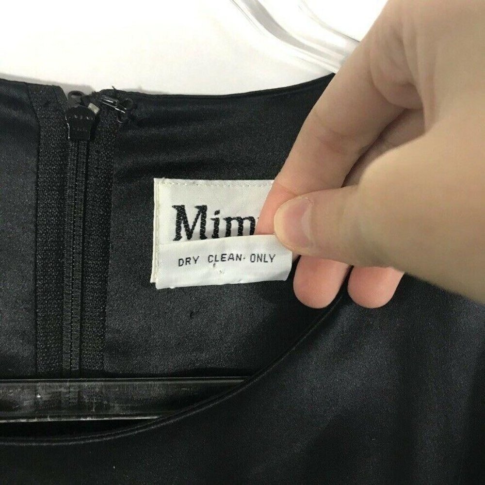 MIMI MATERNITY Dress Women Large Solid Black 100% Silk Short Back Waist Tie - Picture 4 of 6